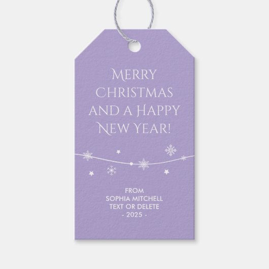 Trendy - Blauwe Lavendel - Sneeuwvlok cadeau Label Cadeaulabel (Voorkant)