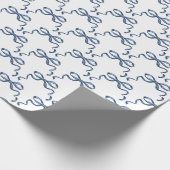 Trendy blauwe lintbogen cadeaupapier (Hoek)