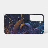Trendy Blauwe Muzieknoten Samsung Galaxy Hoesje (Achterkant horizontaal)