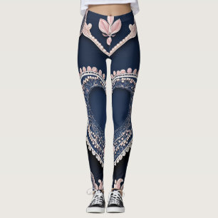 Trendy Blauwe & Roze Lingerie Parels AI kunst Leggings