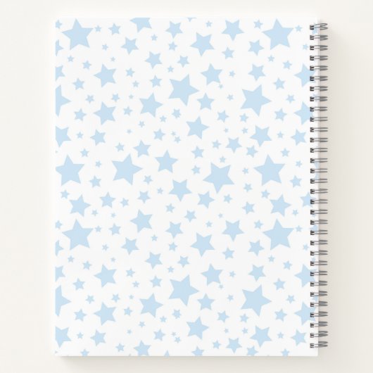 Trendy blauwe sterren notitieboek (Achterkant)