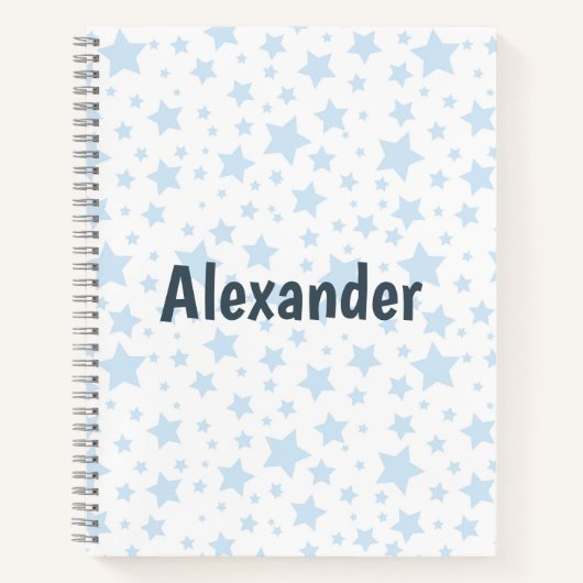 Trendy blauwe sterren notitieboek (Voorkant)