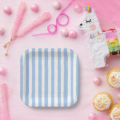 Trendy Blauwe Streep Papieren Bordje (Feest)