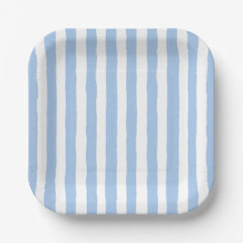 Trendy Blauwe Streep Papieren Bordje