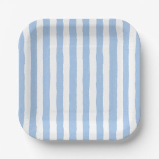 Trendy Blauwe Streep Papieren Bordje