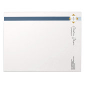 Trendy Blauwe Strepen Gouden Logo Notitieblok (Voorkant)