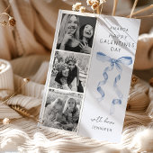 Trendy Blauwe Strik 3 Foto Galentines Day Kaart