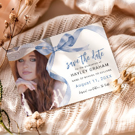 Trendy Blauwe Strik Foto Afstuderen Save The Date