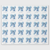 Trendy blauwe strik gepersonaliseerd met naam en m cadeaupapier (Vlak)