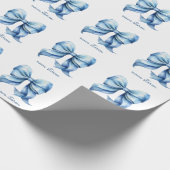 Trendy blauwe strik gepersonaliseerd met naam en m cadeaupapier (Hoek)