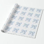 Trendy blauwe strik gepersonaliseerd met naam en m cadeaupapier (Uitgerold)