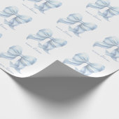 Trendy blauwe strik gepersonaliseerd met naam en m cadeaupapier (Hoek)