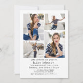 Trendy Blauwe Strik Lint 5 FOTO Afstudeerfeest Kaart (Achterkant)