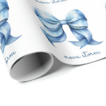Trendy Blauwe Strik Met Naam Monogram Personalisee Cadeaupapier<br><div class="desc">Verhef je cadeau geven met ons trendy blauwe strik gepersonaliseerd inpakpapier, waar klassieke charme samenkomt met hedendaags design. Dit inpakpapier heeft een mooi geïllustreerde waterverf strik die de essentie van de trendy coquette esthetiek weergeeft. Het gepersonaliseerde naammonogram voegt een op maat gemaakte touch toe, waardoor elk cadeau dat je inpakt...</div>
