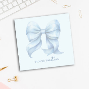Trendy Blauwe Strik Met Naam Monogram Personalized Post-it® Notes