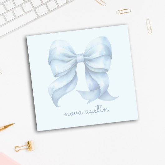 Trendy Blauwe Strik Met Naam Monogram Personalized Post-it® Notes