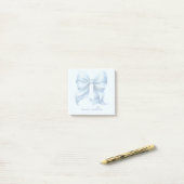 Trendy Blauwe Strik Met Naam Monogram Personalized Post-it® Notes (Op bureau)