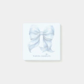 Trendy Blauwe Strik Persoonlijk Met Naam Monogram Post-it® Notes (Voorkant)