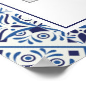 Trendy blauwe tegels Bruidsdouche Fotohokje Poster (Hoek)
