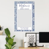 Trendy blauwe tegels Bruidsdouche Fotohokje Poster (Thuiskantoor)