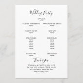 Trendy blauwe waterverf vlinders. Natuur bruiloft Programmakaart (Achterkant)