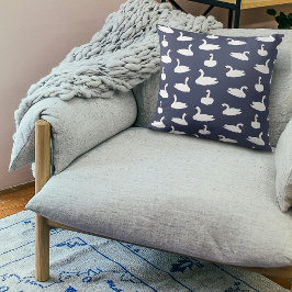 Trendy Blauwe Zwaan Patroon Worp Kussen