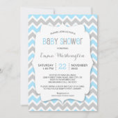 Trendy blauwgrijze BOY baby shower uitnodiging (Voorkant)