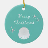 Trendy Blauwgroen Beach Sand Dollar Christmas Keramisch Ornament (Voorkant)
