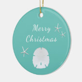 Trendy Blauwgroen Beach Sand Dollar Christmas Keramisch Ornament (Links)