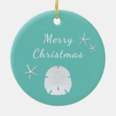 Trendy Blauwgroen Beach Sand Dollar Christmas Keramisch Ornament (Achterkant)