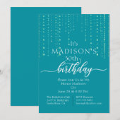 Trendy Blauwgroen Beads Birthday Party Kaart (Voorkant / Achterkant)