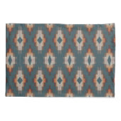 Trendy Blauwgroen Blauw Oranje Donkerbruin Tribal Kussensloop (Achterkant-Links)