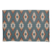 Trendy Blauwgroen Blauw Oranje Donkerbruin Tribal Kussensloop (Voorkant-Links)