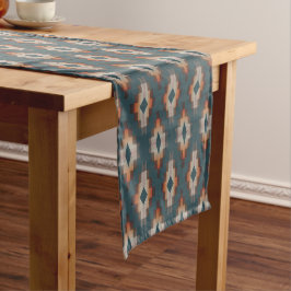Trendy Blauwgroen Blauw Oranje Donkerbruin Tribal Medium Tafelloper