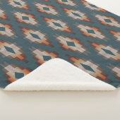 Trendy Blauwgroen Blauw Oranje Donkerbruin Tribal  Sherpa Deken (3/4)