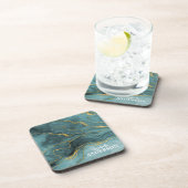 Trendy Blauwgroen Blue Gold Agate Geode Marble Mon Bier Onderzetter (Rechterzijde)