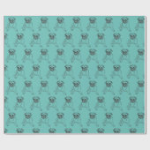 Trendy Blauwgroen Blue Hipster Masculine Pug Dog D Cadeaupapier (Vlak)