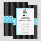 Trendy Blauwgroen Blue Zebra Carriage Baby shower Kaart (Voorkant / Achterkant)