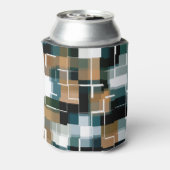 Trendy Blauwgroen Bruin Witte Pset Blikjeskoeler (Blikje Achterkant)