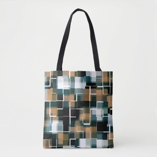 Trendy Blauwgroen Bruin Witte Pset Tote Bag (Voorkant)
