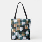 Trendy Blauwgroen Bruin Witte Pset Tote Bag (Achterkant)