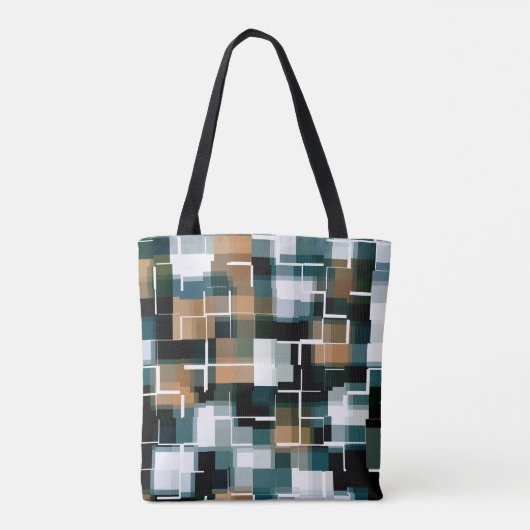 Trendy Blauwgroen Bruin Witte Pset Tote Bag (Achterkant)