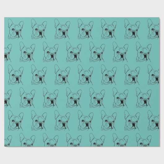 Trendy Blauwgroen Bulldog Bull Dog Cadeaupapier (Vlak)