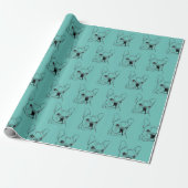 Trendy Blauwgroen Bulldog Bull Dog Cadeaupapier (Uitgerold)