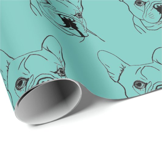 Trendy Blauwgroen Bulldog Bull Dog Cadeaupapier (Rol Hoek)