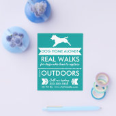 Trendy Blauwgroen Dog Silhouette Dog Walker Flyer (Enkel)