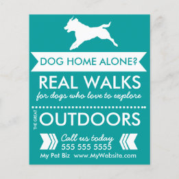 Trendy Blauwgroen Dog Silhouette Dog Walker Flyer