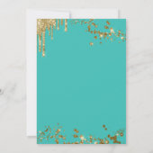 Trendy Blauwgroen en Gold Glitter Drip Birthday Kaart (Achterkant)