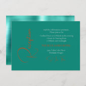 Trendy Blauwgroen en koperbruiloft Informatiekaartje (Voorkant / Achterkant)
