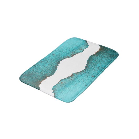 Trendy Blauwgroen en Zwart Abstract Art Alcohol In Badmat (Gekanteld)